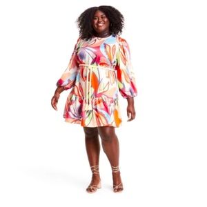 Target vibrant, colorful, belt dress